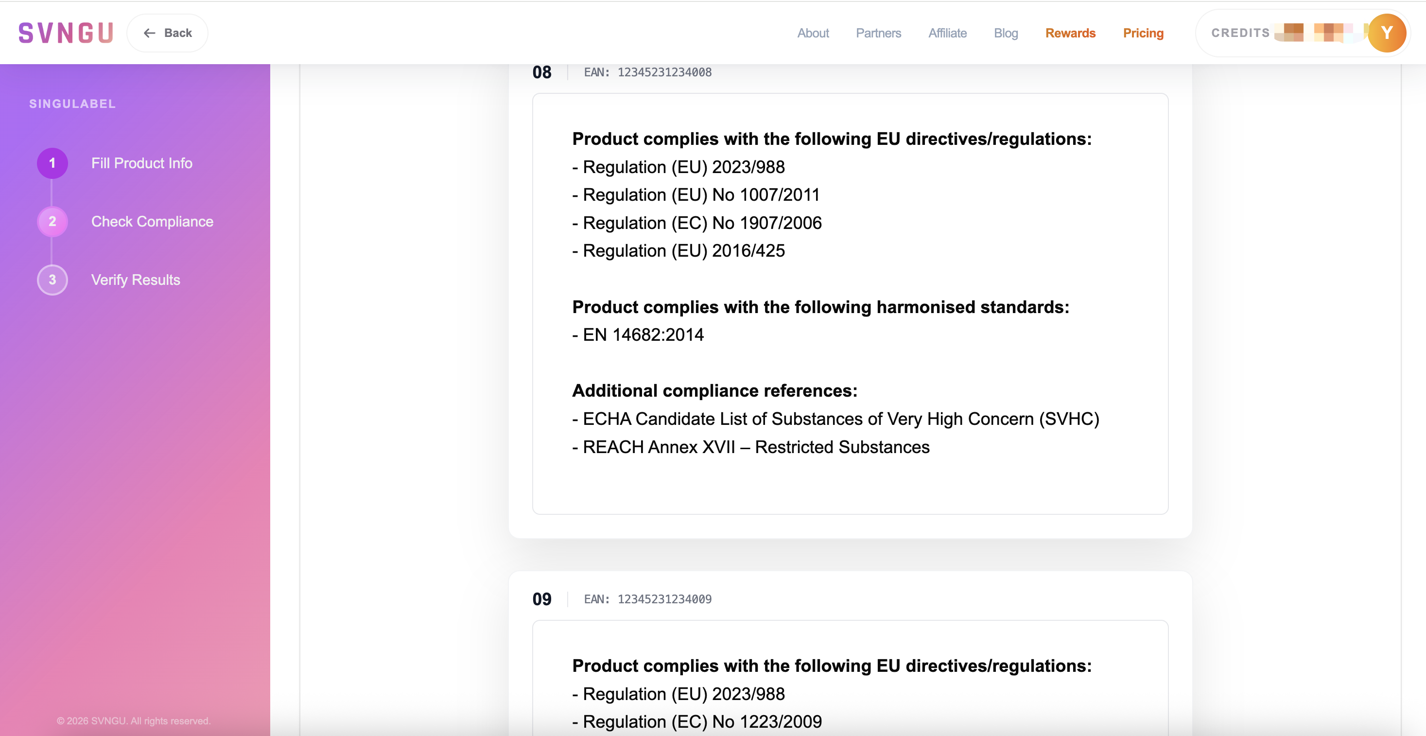 Singulabel — reviewing compliance references